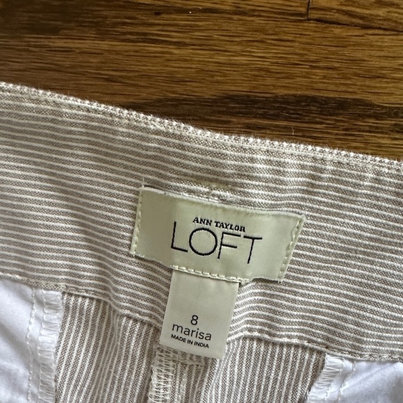 Ann Taylor LOFT Cream and Tan Stripe Wide-Leg Pants - Picture 3 of 6